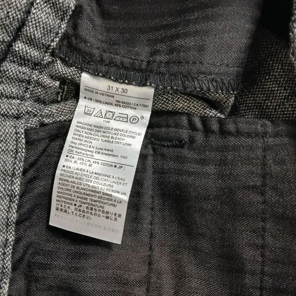 Banana republic womens 30/30 linen cotton pants gray draw string casual